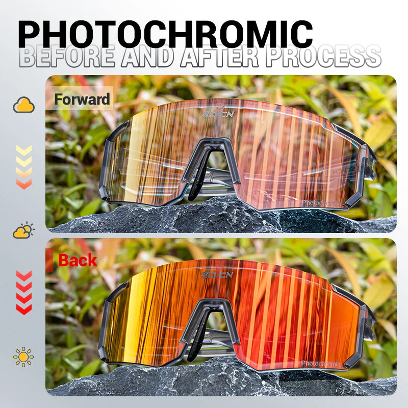 SCVCN Photochromic Sunglasses Outdoor Sports Bike Cycling Glasses Man MTB Climbing Glasses Women Driving Bicycle Eyewear New